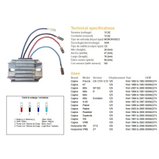 DZE РЕГУЛЯТОР НАПРУГИ CAGIVA 125 MITO/PLANET/RAPTOR, HUSQVARNA WRE125 93-06, SM 125 '93-'06 (OEM-800042274)
