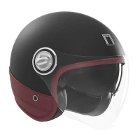 NOX ПРЕМІУМ-КЛАС ШОЛОМ ВІДКРИТИЙ JET HERITAGE LEATHER КОЛІР ЧОРНИЙ MAT/CZERWONY РОЗМІР L