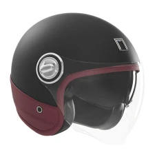 МОТОШОЛОМ ВІДКРИТИЙ NOX JET HERITAGE LEATHER КОЛІР ЧОРНИЙ МАТОВИЙ/ЧЕРВОНИЙ РОЗМІР M