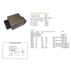DZE РЕГУЛЯТОР НАПРУГИ SUZUKI TS 125ER '90-'94, YAMAHA JOG50 (1KH-81960-00-00, 32800-31C21) (SH582-12, SH649A-12) 12V/18A