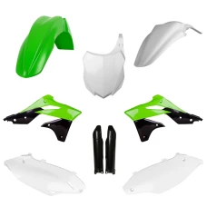 КОМПЛЕКТ ПЛАСТИКА POLISPORT (ПОВНИЙ KIT) KAWASAKI KX 250F '13-'16 В КОМПЛЕКТІ ПЕРЕДНЯ ПАНЕЛЬ (8659200003) І КРИШКИ АМОРТИЗАТОРІВ (8351800002) КОЛІР ЗЕЛЕНО-ЧОРНО-БІЛИЙ OEM
