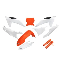 UFO 2024/01 КОМПЛЕКТ ПЛАСТІКОВ Z OSLONAMI ТЕЛЕСКОПІЧНИЙ (АМОРТИЗАТОРІВ) KTM SX 125 / 250 / 300 '23-'24, SX-F 250 / 350 / 450 '23-'24 КОЛІР OEM КОЛІР ПОМАРАНЧ БІЛИЙ