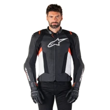 ALPINESTARS ШКІРА КУРТКА MISSILE V3 BLACK/WHITE/RED FLUO 54
