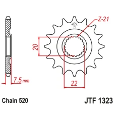 ПЕРЕДНЯ ЗІРКА JR CHT 2120 12 HONDA CR 125R '04-'07, CRF 250R/X '04-'17 (212012JT) (LANC. 520)