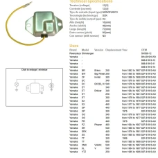 DZE РЕГУЛЯТОР НАПРУГИ YAMAHA YFS 200 BLASTER 88-03, YFZ 350 BANSHEE 87-03, TT 350/600 (OEM-82F-81910-A0) MONOFAZA