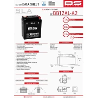 BS АКУМУЛЯТОР BB12AL-A2 (FA) (YB12AL-A2) 12V 12AH 135X81X161 BEZOBSLUGOWY - ZALANY (140A) (5)