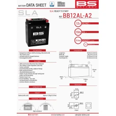BS АКУМУЛЯТОР BB12AL-A2 (FA) (YB12AL-A2) 12V 12AH 135X81X161 BEZOBSLUGOWY - ZALANY (140A) (5)
