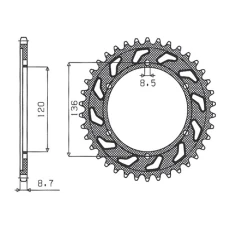 SUNSTAR ЗІРОЧКА ЗАД 864 44 YAMAHA XJ 600 H,N 84-91, YX 600 RADIAN 86-87 (JTR862.44) (LANC. 530) (86444JT)