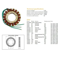 DZE UZWOJENIE ГЕНЕРАТОР STATOR HONDA NX 500/650 DOMINATOR '88-99, KAWASAKI VN 1500 VULCAN '87-98, SUZUKI GSX 1400 '02-07, LS 650 SAVAGE '86-12, YAMAHA XTZ 660 TENERE '91-98, XTZ 750 СУПЕР TENERE '89-95, XV 535 VIRAGO '87-01