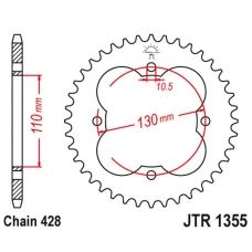 ЗАДНЯ ЗІРКА JR 4355 48 HONDA TRX 90 '93-19', TRX 125 '87-88' (435548JT) (LANC.428)