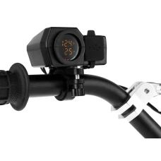 BIKETEC МОТОЦИКЛ ДВІЙНЕ РОЗ'ЄМ USB QUICK CHARGE 3.0 Z WOLTOMIERZEM I WSKAZNIKIEM ТЕМПЕРАТУРИ ЗОВНІШНОЇ МОНТАЖ NA КЕРМА