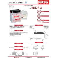 BS АКУМУЛЯТОР BB12A-A (YB12A-A) 12V 12AH 134X81X160 OBSLUGOWY - ELEKTROLIT OSOBNO (155A) (4) UE2019/1148