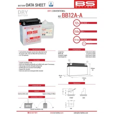 BS АКУМУЛЯТОР BB12A-A (YB12A-A) 12V 12AH 134X81X160 OBSLUGOWY - ELEKTROLIT OSOBNO (155A) (4) UE2019/1148
