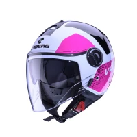МОТОШОЛОМ ВІДКРИТИЙ CABERG JET МОДЕЛЬ RIVIERA V4X ALPHA КОЛІР БІЛИЙ/ЧОРНИЙ/ФУКСІЯ (НАСИЧЕНИЙ РОЖЕВИЙ) РОЗМІР M
