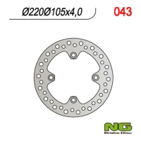 NG ДИСК ТОРМОЗНИЙ ЗАД HONDA XL 125V VARADERO '01-'13, XR 400 '95-05, XR 250 '91-04, CBR 125 R '03-'17, CRF 230 '07-12, SUZUKI LTZ 400 '03-'15, LTA400,LT-F 400 ЗАД (220X105X4MM) (4X10,5MM)