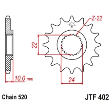 JT ЗІРОЧКА ПЕРІД 402 16 Z ГУМА BMW F 650 '94-'15, APRILIA PEGASO 650 '98-'04 (40216JTRB) (LANC. 520)