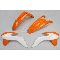 UFO КОМПЛЕКТ ПЛАСТІКОВ KTM EXC '14-'16, КОЛІР OEM '15-'16 (POMARANCZOWY/BIALY) (KT516E999W)