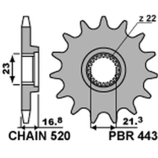 PBR ЗІРОЧКА ПЕРІД 443 16 YAMAHA XJ 600 DIVERSION '92-'03 (JTF582.16) (LANC. 520) (44316JT)