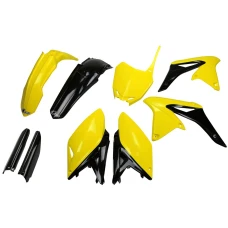 UFO КОМПЛЕКТ ПЛАСТІКОВ (ПОВНИЙ KIT) Z OSLONAMI ТЕЛЕСКОПІЧНИЙ (АМОРТИЗАТОРІВ) SUZUKI RMZ 250 '10-'18 КОЛІР OEM '14-'16 (ЖОВТИЙ/ЧОРНИЙ) (SU416E999)