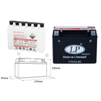 LANDPORT АКУМУЛЯТОР YTX15L-BS 12V 12AH 175X87X130 BEZOBSLUGOWY - ELEKTROLIT OSOBNO (2) UE2019/1148