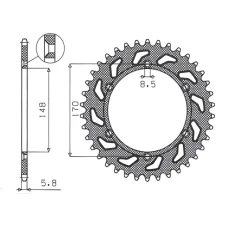 SUNSTAR ЗІРОЧКА ЗАД 804 42 SUZUKI DR 600 (85-89), DR 650 (90-95) (JTR828.42) (LANC. 520) (80442JT)