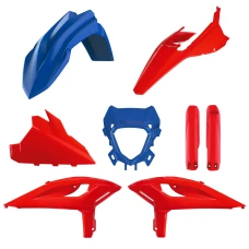 КОМПЛЕКТ ПЛАСТИКА POLISPORT (ПОВНИЙ KIT) BETA RR 2T/4T RACING '25-'26; RR 2T/4T X-PRO '25-'26 У КОМПЛЕКТІ ЗАХИСТ ДЛЯ ФАР (8399100004)  І КРИШКИ АМОРТИЗАТОРІВ (8399100001) КОЛІР ЧЕРВОНИЙ СИНІЙ