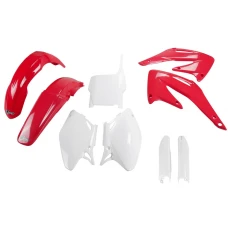 UFO КОМПЛЕКТ ПЛАСТІКОВ (ПОВНИЙ KIT) Z OSLONAMI ТЕЛЕСКОПІЧНИЙ (АМОРТИЗАТОРІВ) HONDA CRF 450 R '04 КОЛІР OEM (CZERWONY/BIALY) (HO107E999)