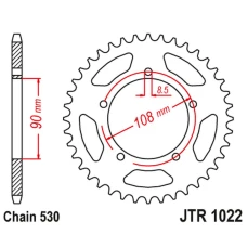 ЗАДНЯ ЗІРКА JR 1022 40 DUCATI 500 DESMO/ SL '79-84'; 750 F1 '85-88'; 900 S2 '83-85' CAGIVA 350/650 ALAZZURRA SPORTS '85-88' (102240JT) (LANC. 530)