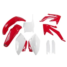 UFO КОМПЛЕКТ ПЛАСТІКОВ (ПОВНИЙ KIT) Z OSLONAMI ТЕЛЕСКОПІЧНИЙ (АМОРТИЗАТОРІВ) HONDA CRF 450 R '07 КОЛІР OEM (CZERWONY/BIALY) (HO110E999)