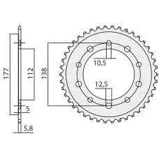 SUNSTAR ЗІРОЧКА ЗАД 4384 38 HONDA CTX 700 DCT '14-'16, NC 700/750 '12-'19, HONDA CBF 500 '13-'21 (JTR1316.38) (LANC. 520) (438438JT)