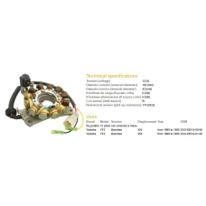 DZE UZWOJENIE ГЕНЕРАТОР STATOR YAMAHA YFZ 350 BANSHEE 95-06 КОМПЛЕКТНИЙ (OEM-3GG-85510-01-00, OEM-3GG-85510-00-00) (ESG870)