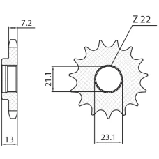 ПЕРЕДНЯ ЗІРКА SUNSTAR CHT 2149 15 YAMAHA 250 TRICKER '06-'08, YBR 250 '08-'11 (JTF1594.15) (LANC. 428) (214915JT)