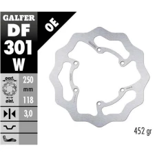GALFER ДИСК ТОРМОЗНИЙ ПЕРІД SUZUKI RM 125/250 '85-'08, DR-Z 250/400 '00-, YAMAHA WR 250F '03-'16, WR/YZ 426F/450F '00-'15, YZ 125/250 '08-'17 WAVE (250X118X3MM)