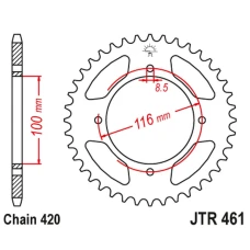 ЗАДНЯ ЗІРКА JR 467 47 KAWASAKI KX 80/85 '86-'17 (46747JT) (LANC. 420)