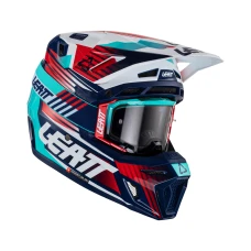 LEATT (НОВИНКА 2023) ШОЛОМ MOTO 8.5 V23 (+ ОКУЛЯРИ VELOCITY 5.5 ПОДАРОК) HELMET KIT ROYAL КОЛІР GRANATOWY/CZERWONY/NIEBIESKI РОЗМІР XS (53-54 CM)