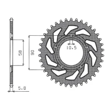 ЗАДНЯ ЗІРКА SUNSTAR 281 38 HONDA NSR 125R '89-'02 (JTR604.38) (LANC. 520) (28138JT)