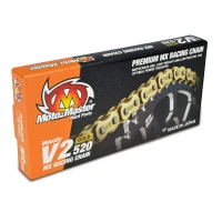 MOTO-MASTER ЛАНЦЮГ V2-420G MX RACING GOLD CHAIN REGULAR КОЛІР ЗОЛОТИЙ (130 ЛАНКИ, ЗАСТІБКА W КОМПЛЕКТІ)