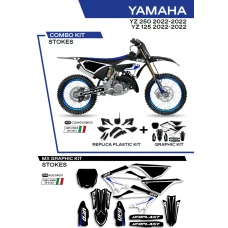 UFO КОМПЛЕКТ ПЛАСТІКОВ ПЛЮС КОМПЛЕКТ НАЛІПОК (OKLEIN) YAMAHA YZ 125/250 '22 W КОМПЛЕКТІ ПЕРІД TABLICA (YA04860) І КРИШКИ АМОТРТИЗАТОРІВ (YA04814) STOKES КОЛІР ЧОРНИЙ