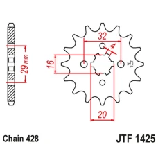 JT ЗІРОЧКА ПЕРІД 425 15 SUZUKI GSXR 125 17-18, RG 80 86-87, GSX 125S 17-18 (JTF1425.15) (LANC. 428) - ЗАМІНЮЄ JTF425.15