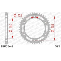 AFAM 2026/04 ШЕСТЕРНЯ ЗАД 4613 42 BMW F 700 GS '13-'18,  F 800 GS '08-'18 NA SRUBE 10,5MM (JTR3.42) (LANC. 525)