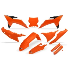 UFO 2024/11 КОМПЛЕКТ ПЛАСТІКОВ (ПОВНИЙ KIT) Z OSLONAMI ТЕЛЕСКОПІЧНИЙ (АМОРТИЗАТОРІВ) KTM SX 125 / 150 / 250 / 300 '25, SXF (SX-F) 250 / 350 / 450 '25 КОЛІР OEM ( КОЛІР ПОМАРАНЧ )
