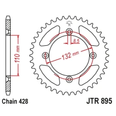 ЗАДНЯ ЗІРКА JR 4486 49 KTM SX 85 '04-'18, 105 XC '07-'11 (448649JTZBK)* (LANC. 428) КОЛІР ЧОРНИЙ
