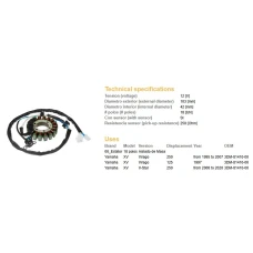 DZE UZWOJENIE ГЕНЕРАТОР STATOR YAMAHA XV 250 VIRAGO '95-07, XV 250 V-STAR '08-20, XV 125 VIRAGO '97, (OEM 3DM-81410-00)