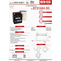 BS АКУМУЛЯТОР BTX14AH-BS (YTX14AH-BS) 12V 12AH 134X89X166 BEZOBSLUGOWY - ELEKTROLIT OSOBNO (210A) (4) UE2019/1148