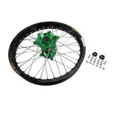 HAAN WHEELS (EXCEL) КОМПЛЕКТНИЙ КОЛЕСО ПЕРІД 19 ЦІЛІ 19 X 2.15 (КІЛЬЦЕ EXCEL) KAWASAKI KXF '03-, ЧОРНА КІЛЬЦЕ / СРІБНЕ СПИЦІ / ЗЕЛЕНИЙ СТУПИЦЯ / СРІБНЕ NYPLE (ПІД ЗАМОВЛЕННЯ)