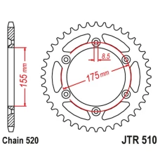 ЗАДНЯ ЗІРКА JR 1503 46 HUSQVARNA 125/250 WRK '88-89', CAGIVA 125/250 WMX '85-88' (150346JT) (LANC.520)
