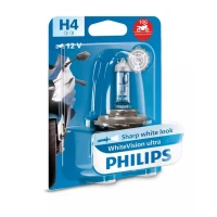 PHILIPS ЛАМПОЧКА МОТОЦИКЛА H4 12V 60/55 P43T WHITE VISION ULTRA MOTO (EFEKT INTENSYWNEJ BIELI - ODPORNA NA WIBRACJE - УПРАВЛІННЯ)