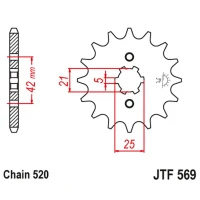 JT ЗІРОЧКА ПЕРІД 569 10 YAMAHA YFM 125 GRIZZLY '04-'12, YZ 250 '77-'98, KAWASAKI KX 250 '87-'98 (56910JT) (LANC. 520)