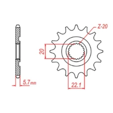 ПЕРЕДНЯ ЗІРКА MTX PARTS CHT 2103 13 YAMAHA YZF 250 '01-'17, WR 250F '01-'17 (JTF1590.13) (LANC. 520)