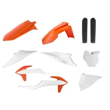 POLISPORT КОМПЛЕКТ ПЛАСТІКОВ KTM SX/SX-F '19-'22 W КОМПЛЕКТІ TABLICA ПЕРІД (8666400008) I КРИШКИ АМОТРТИЗАТОРІВ (8398600003) КОЛІР OEM КОЛІР ПОМАРАНЧ БІЛИЙ